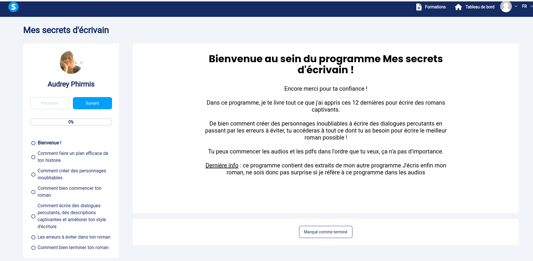Mes secrets d'écrivain screenshot